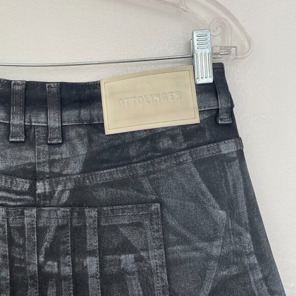 Ottolinger Black Denim Acid  Wash 'Trompe L'œil' Cargo Mini skirt Womens Y2k - Picture 6 of 10